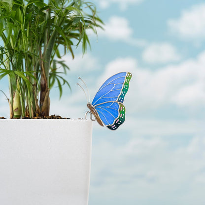 suncatcher Top product stained_glass Blue Butterfly Stained Glass - Suncatcher Pot Decor 3.3x2.3 inch