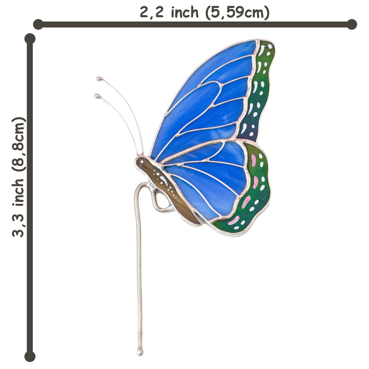 suncatcher Top product stained_glass Blue Butterfly Stained Glass - Suncatcher Pot Decor 3.3x2.3 inch