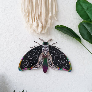 suncatcher stained_glass Celestial Moth Stained Glass Wall Decor with Stars