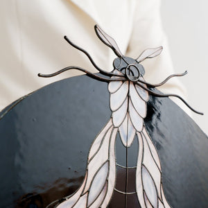 suncatcher stained_glass Celestial Moth Stained Glass Wall Decor with Stars