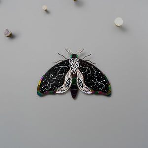 suncatcher stained_glass Celestial Moth Stained Glass Wall Decor with Stars