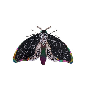 suncatcher stained_glass Celestial Moth Stained Glass Wall Decor with Stars