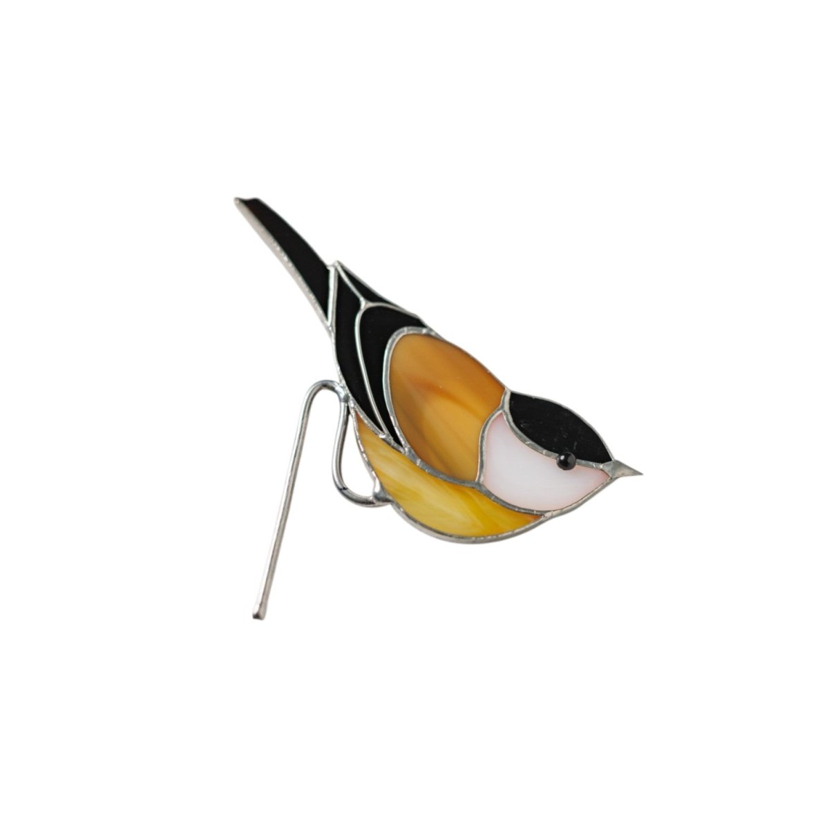 suncatcher Top product stained_glass Chickadee Stained Glass Bird Suncatcher Decor
