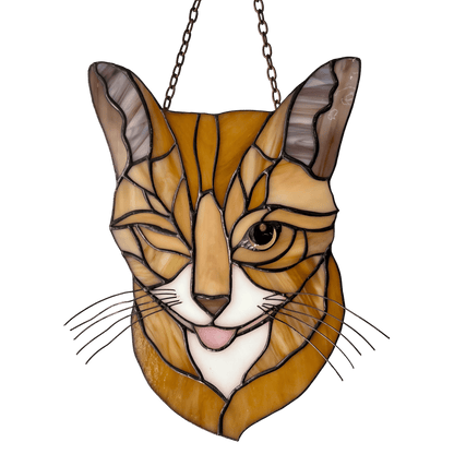 suncatcher stained_glass Custom Stained Glass Cat Portrait – Personalized Gift for Cat Lovers from Your Photo
