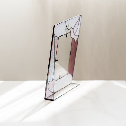 suncatcher stained_glass Dove Stained Glass Photo Frame Personalized Gift