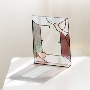 suncatcher stained_glass Dove Stained Glass Photo Frame Personalized Gift