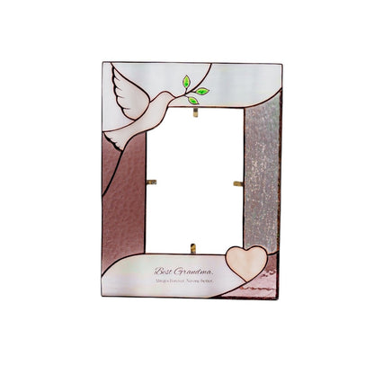 suncatcher stained_glass Dove Stained Glass Photo Frame Personalized Gift