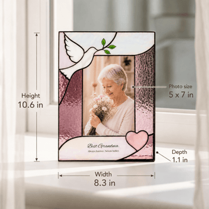 suncatcher stained_glass Dove Stained Glass Photo Frame Personalized Gift