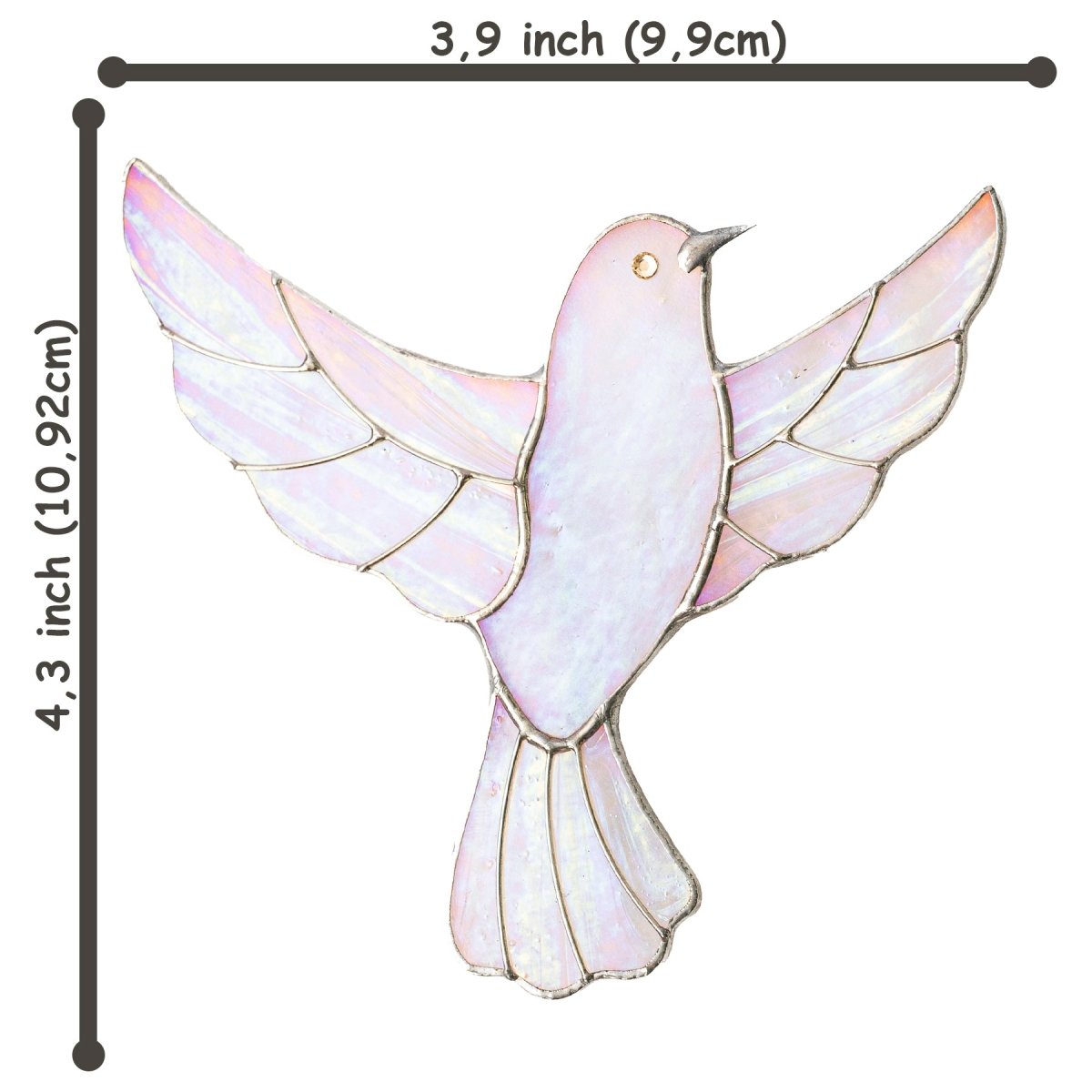 suncatcher Top product stained_glass Dove Suncatcher - Stained Glass pot decor 4.3x3.9 inch