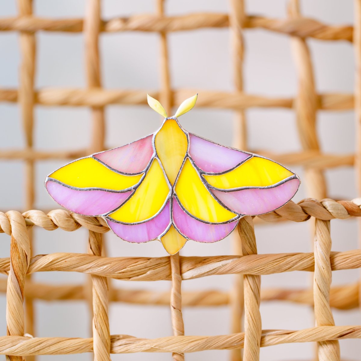 suncatcher butterfly stained_glass Dryocampa Butterfly Stained Glass Clip – Unique Gift for Plant Lovers, Home & Window Decor✨
