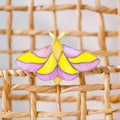 suncatcher butterfly stained_glass Dryocampa Butterfly Stained Glass Clip – Unique Gift for Plant Lovers, Home & Window Decor✨