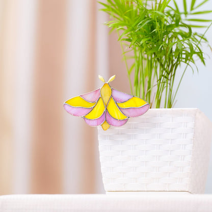 suncatcher butterfly stained_glass Dryocampa Butterfly Stained Glass Clip – Unique Gift for Plant Lovers, Home & Window Decor✨
