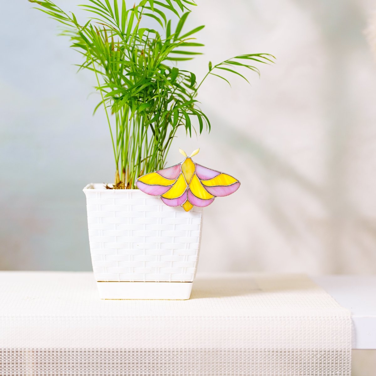 suncatcher butterfly stained_glass Dryocampa Butterfly Stained Glass Clip – Unique Gift for Plant Lovers, Home & Window Decor✨