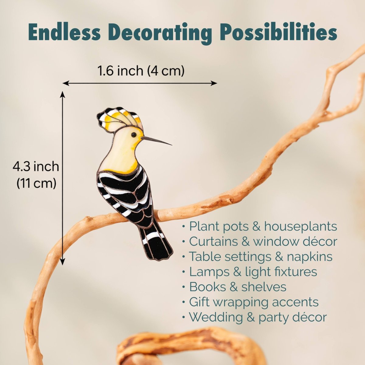 suncatcher Bird stained_glass Exclusive Stained Glass Hoopoe Bird Clip – Multifunctional Decor✨That Does More Than Decorate