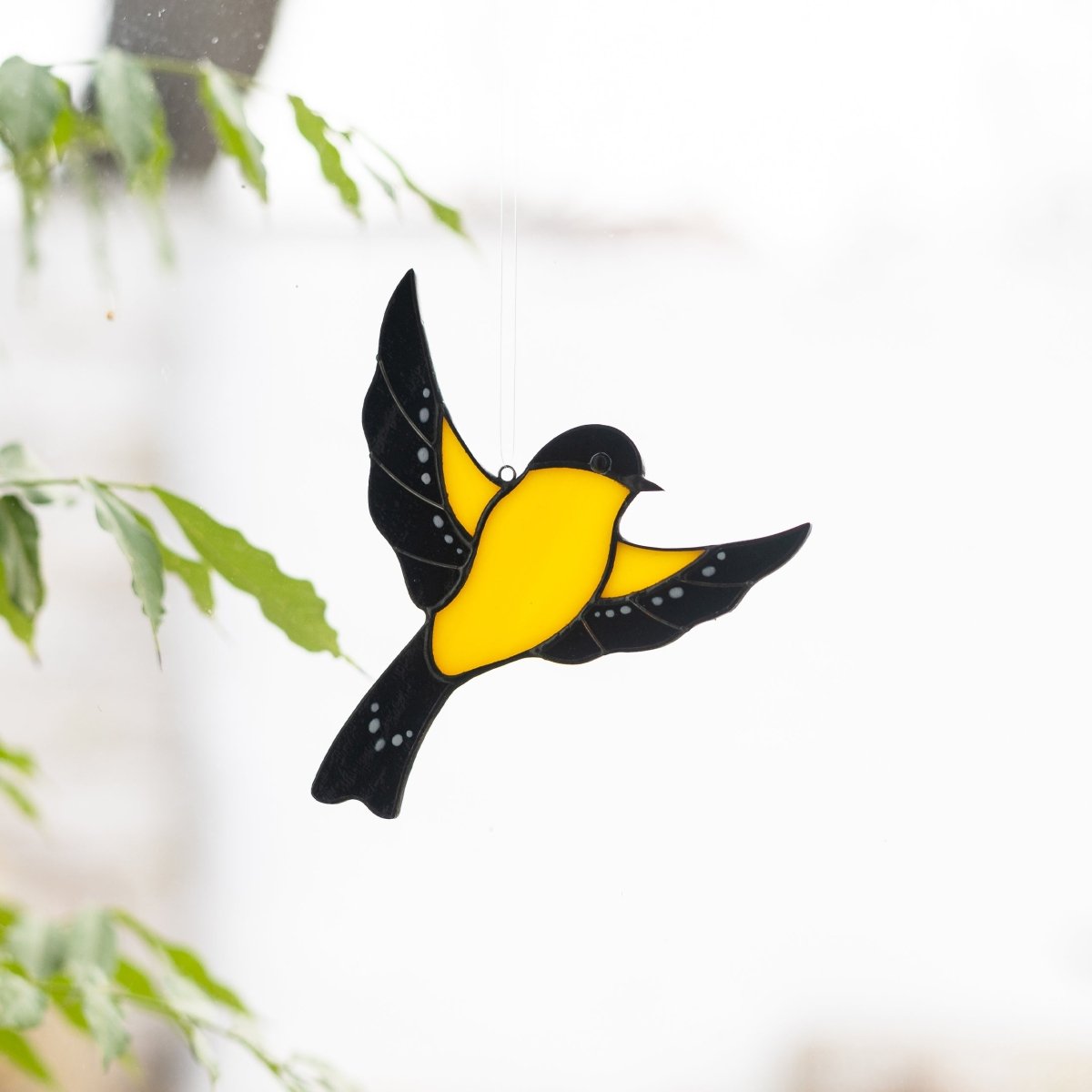 suncatcher suncatcher stained_glass Goldfinch bird Stained glass - Suncatcher Hanging Decor 4x4.3 inch