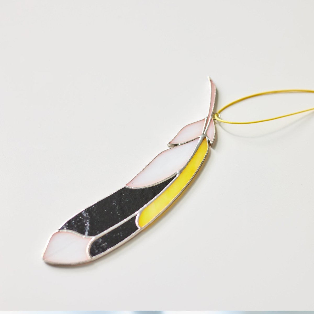 suncatcher suncatcher stained_glass Goldfinch Feather Stained glass - Suncatcher Hangings Decor 7x2 inch