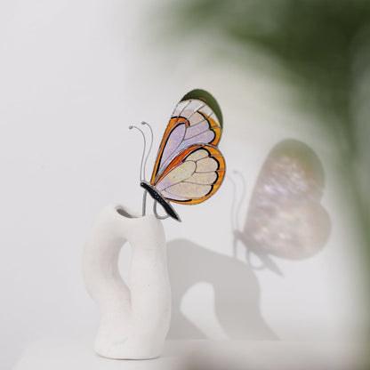 suncatcher Top product stained_glass Gretta Otto Butterfly Stained Glass - Suncatcher Planter decor 3.15x4.7 inch