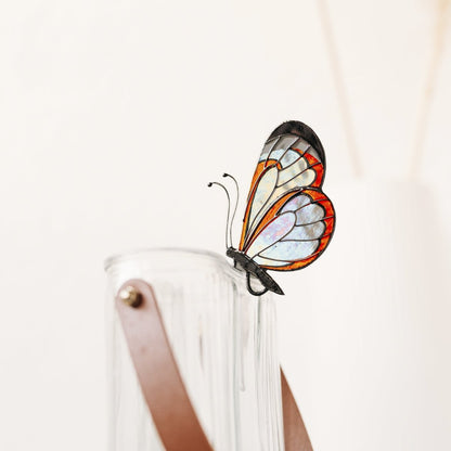 suncatcher Top product stained_glass Gretta Otto Butterfly Stained Glass - Suncatcher Planter decor 3.15x4.7 inch