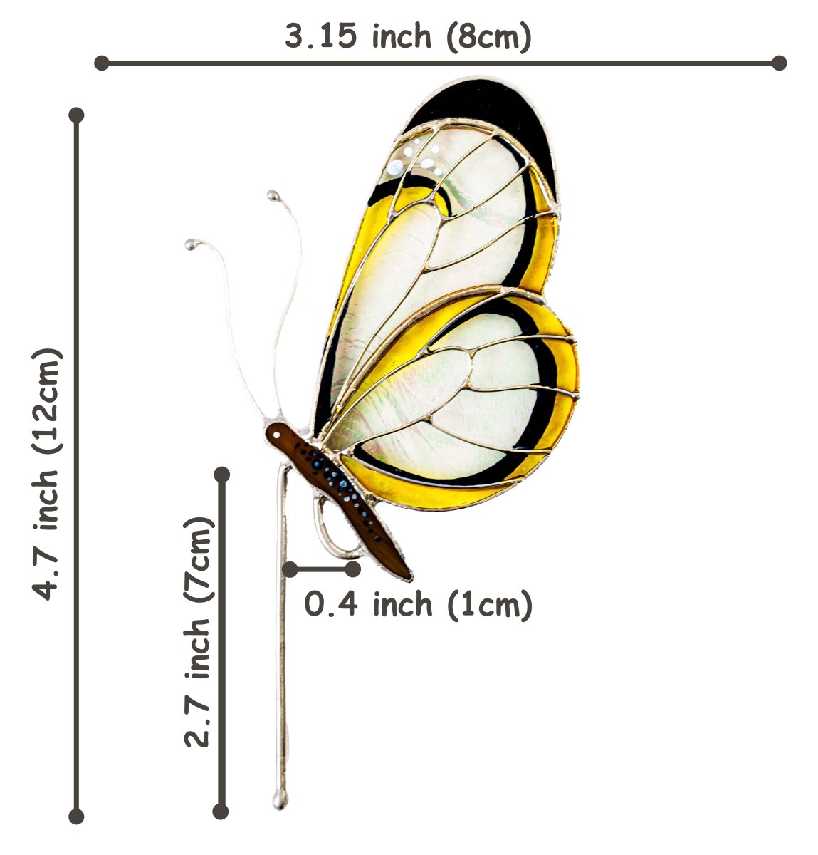 suncatcher suncatcher stained_glass Gretta Otto Butterfly Stained Glass - Suncatcher pot decor 3.15x4.7 inch