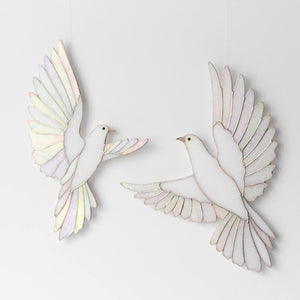 suncatcher stained_glass Handmade Stained Glass Dove Wall Hanging Decor