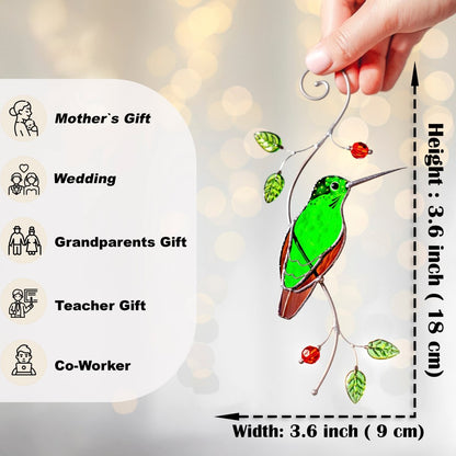 suncatcher stained_glass Hummingbird Garden Suncatcher – Handmade Stained Glass Gift for Mom
