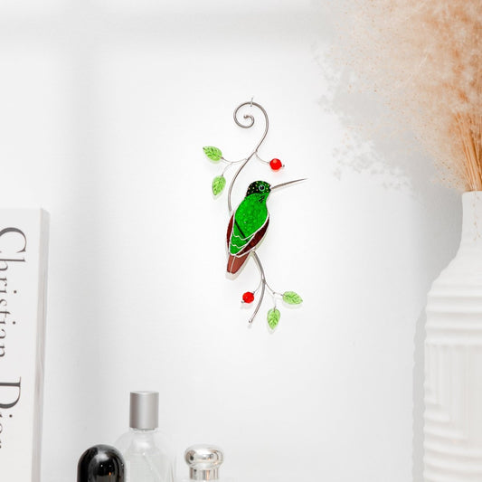 suncatcher stained_glass Hummingbird Garden Suncatcher – Handmade Stained Glass Gift for Mom