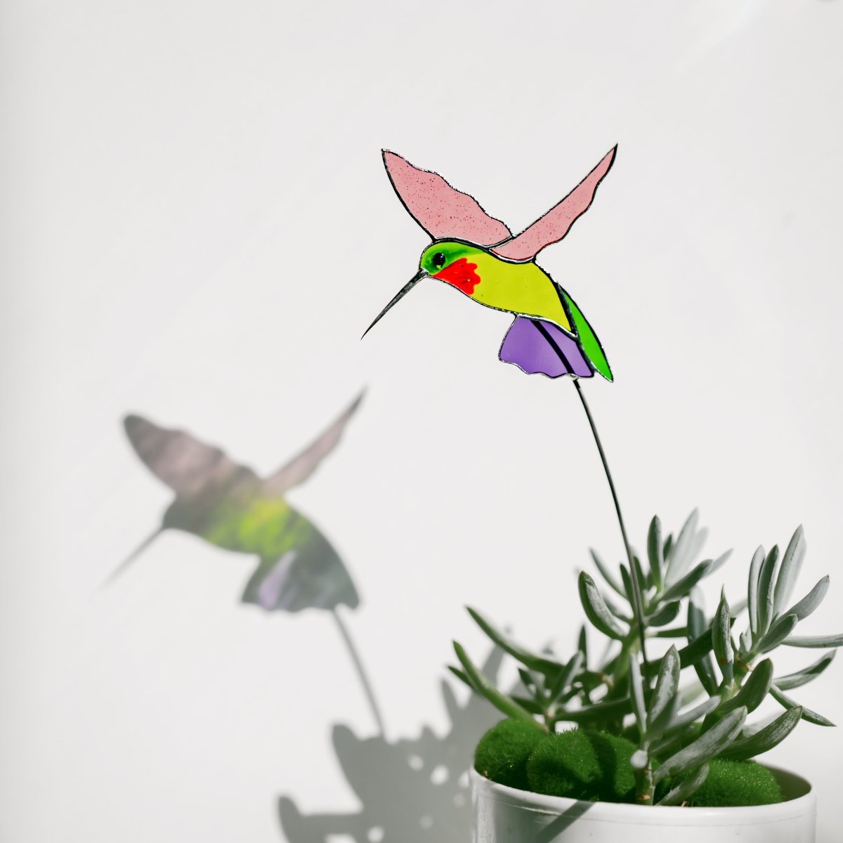 suncatcher Bird stained_glass Hummingbird Stained Glass Plant Decor Suncatcher