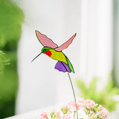 suncatcher Bird stained_glass Hummingbird Stained Glass Plant Decor Suncatcher