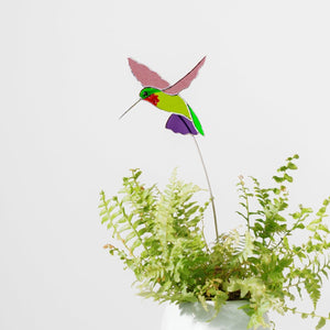 suncatcher Bird stained_glass Hummingbird Stained Glass Plant Decor Suncatcher