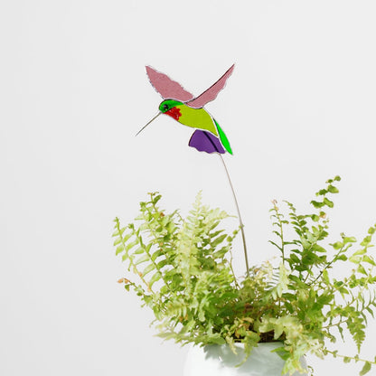 suncatcher Bird stained_glass Hummingbird Stained Glass Plant Decor Suncatcher
