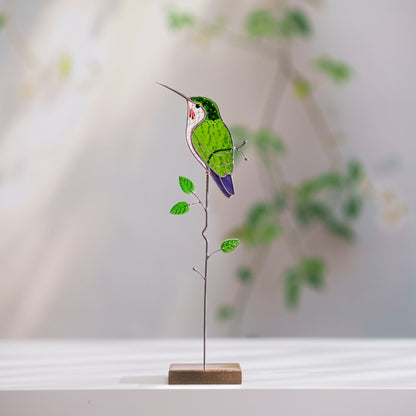suncatcher stained_glass Hummingbird Stained Glass Suncatcher – Handmade Table Decor
