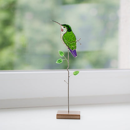 suncatcher stained_glass Hummingbird Stained Glass Suncatcher – Handmade Table Decor