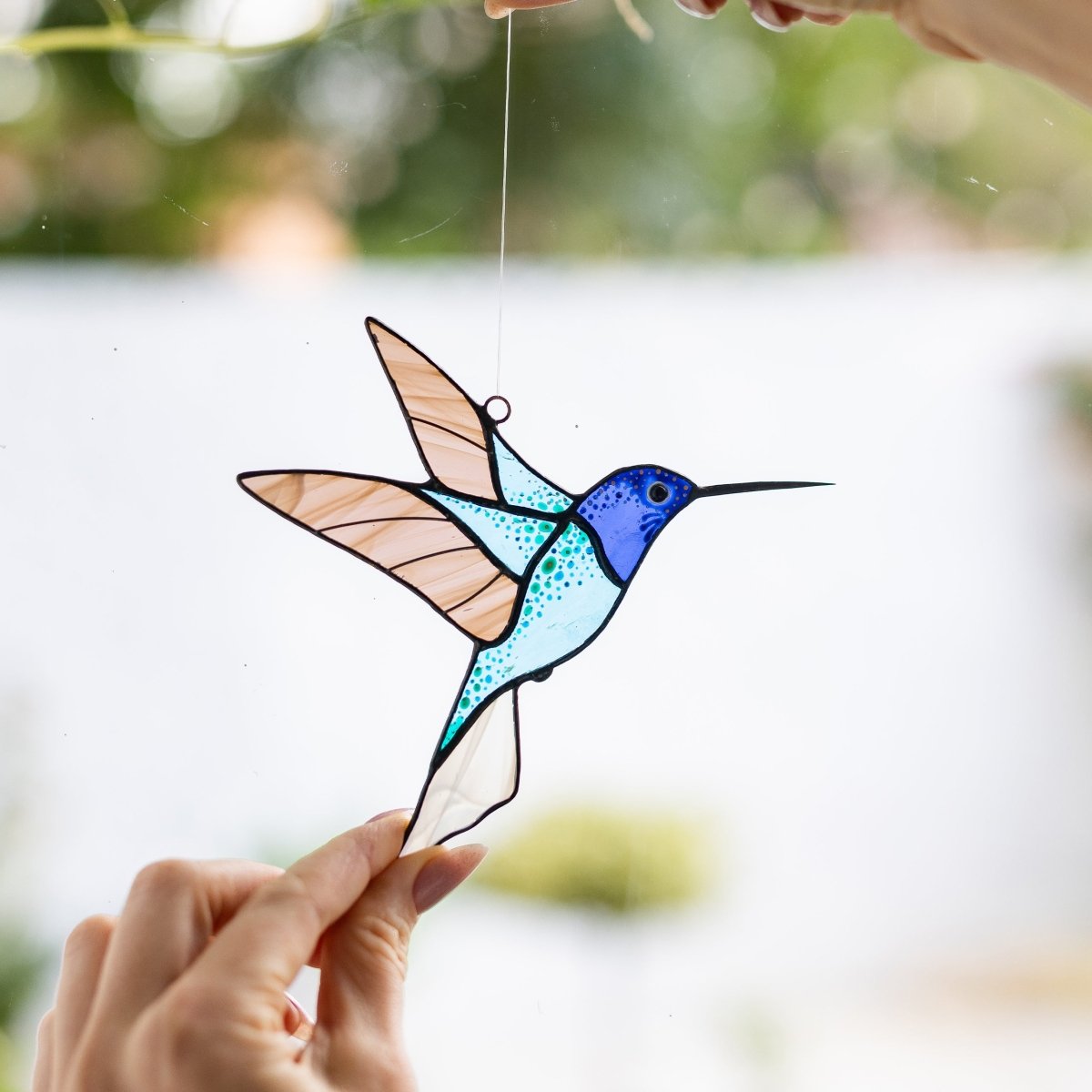 suncatcher suncatcher stained_glass Hummingbird Stained Glass - Suncatcher Hanging Decor 3.3x4.8 inch