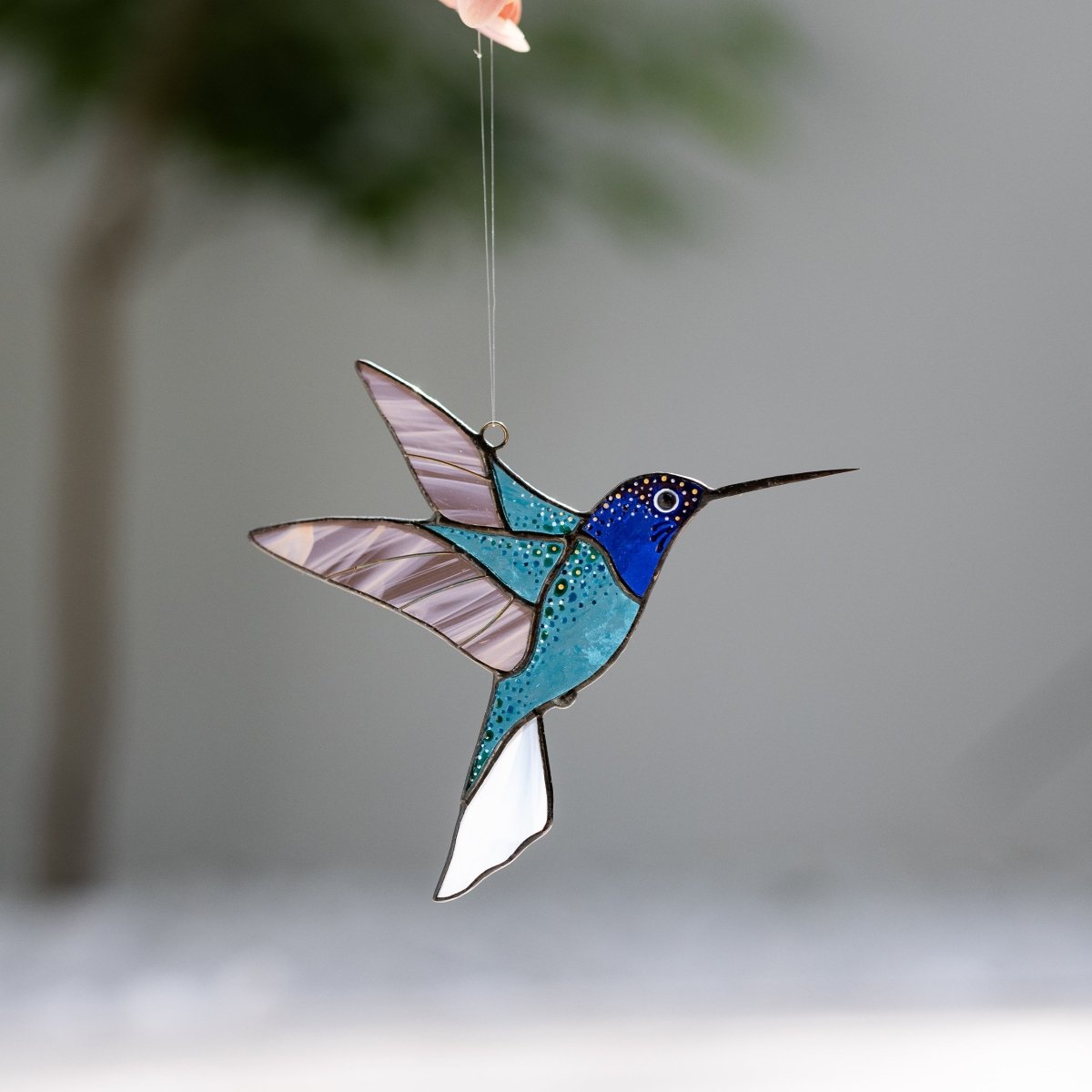 suncatcher suncatcher stained_glass Hummingbird Stained Glass - Suncatcher Hanging Decor 3.3x4.8 inch