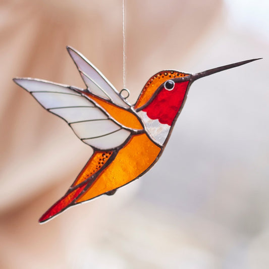 suncatcher Top product stained_glass Hummingbird Stained glass - Suncatcher Hanging Decor 3.3x4.8 inch