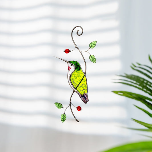 suncatcher stained_glass Hummingbird Suncatcher Window Hanging – Stained Glass Gift of Joy and Light