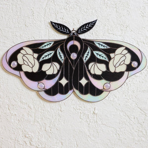 suncatcher stained_glass Iridescent Stained Glass Moth Wall Hanging Decor