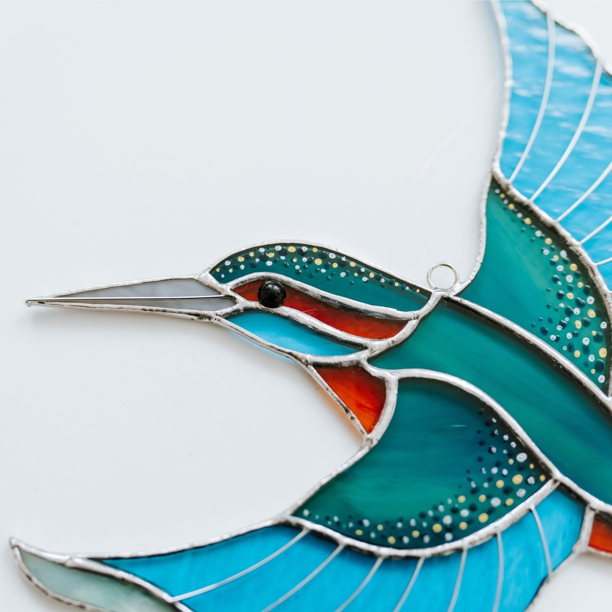 suncatcher suncatcher stained_glass Kingfisher bird Stained glass - Suncatcher Hangings Decor 7x5 inch