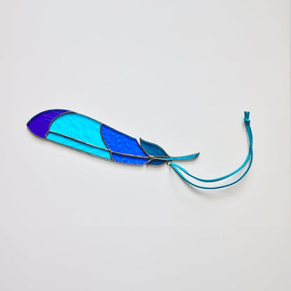 suncatcher suncatcher stained_glass Kingfisher Feather Stained Glass - Suncatcher Hanging Decor 7.3x2 inch