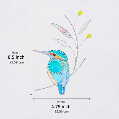 suncatcher Top product stained_glass Kingfisher Stained Glass Bird Suncatcher Window Decor