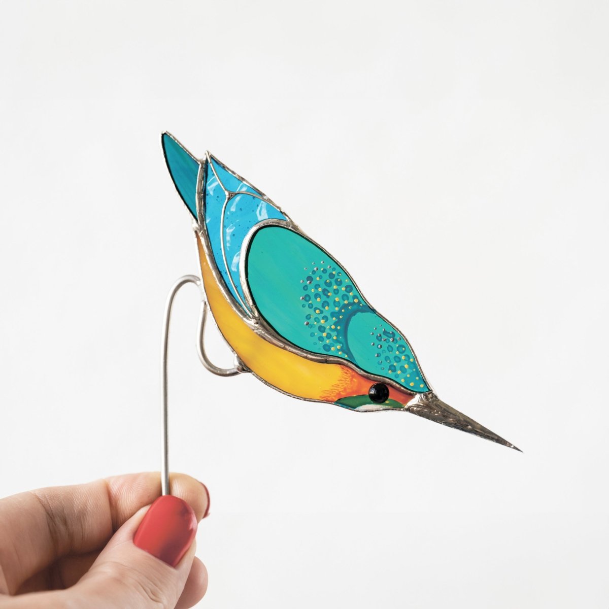 suncatcher suncatcher stained_glass Kingfisher Stained Glass - Suncatcher Pot Decor 4.7x3.15 inch