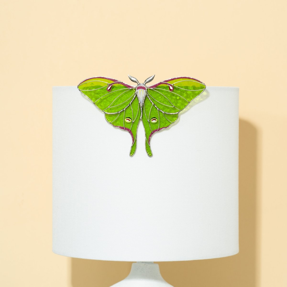 suncatcher stained_glass Luna Moth Stained Glass – Best - Selling Planter Decoration Gift for Mom | Gardener’s Favorite | Nature - Inspired Decor