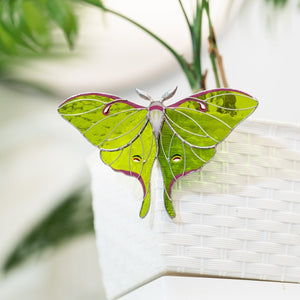 suncatcher stained_glass Luna Moth Stained Glass – Best - Selling Planter Decoration Gift for Mom | Gardener’s Favorite | Nature - Inspired Decor