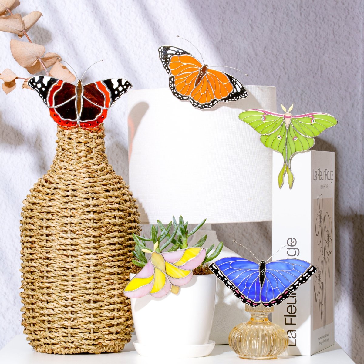 suncatcher butterfly stained_glass Monarch Butterfly Stained Glass Clip – Unique Gift for Plant Lovers, Home & Window Decor✨