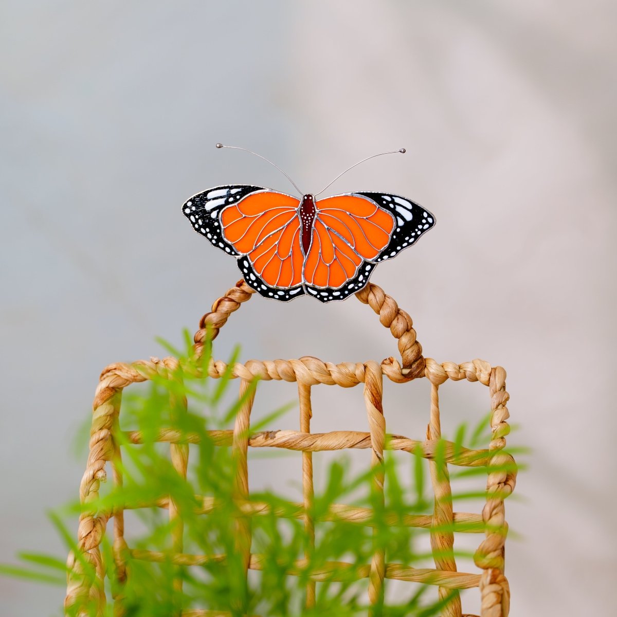 suncatcher butterfly stained_glass Monarch Butterfly Stained Glass Clip – Unique Gift for Plant Lovers, Home & Window Decor✨
