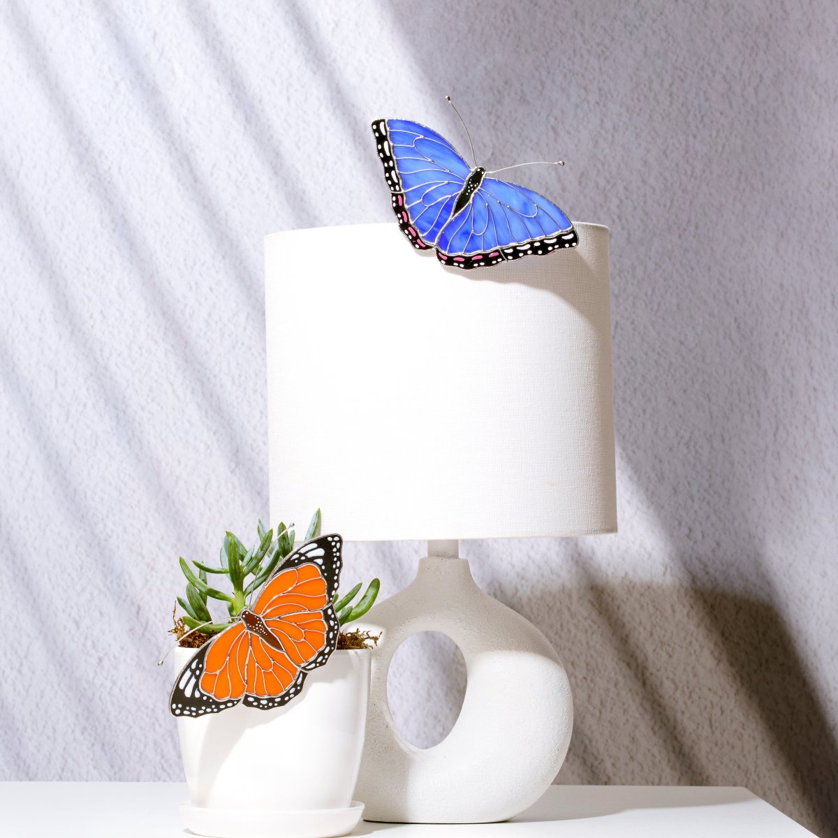 suncatcher butterfly stained_glass Monarch Butterfly Stained Glass Clip – Unique Gift for Plant Lovers, Home & Window Decor✨