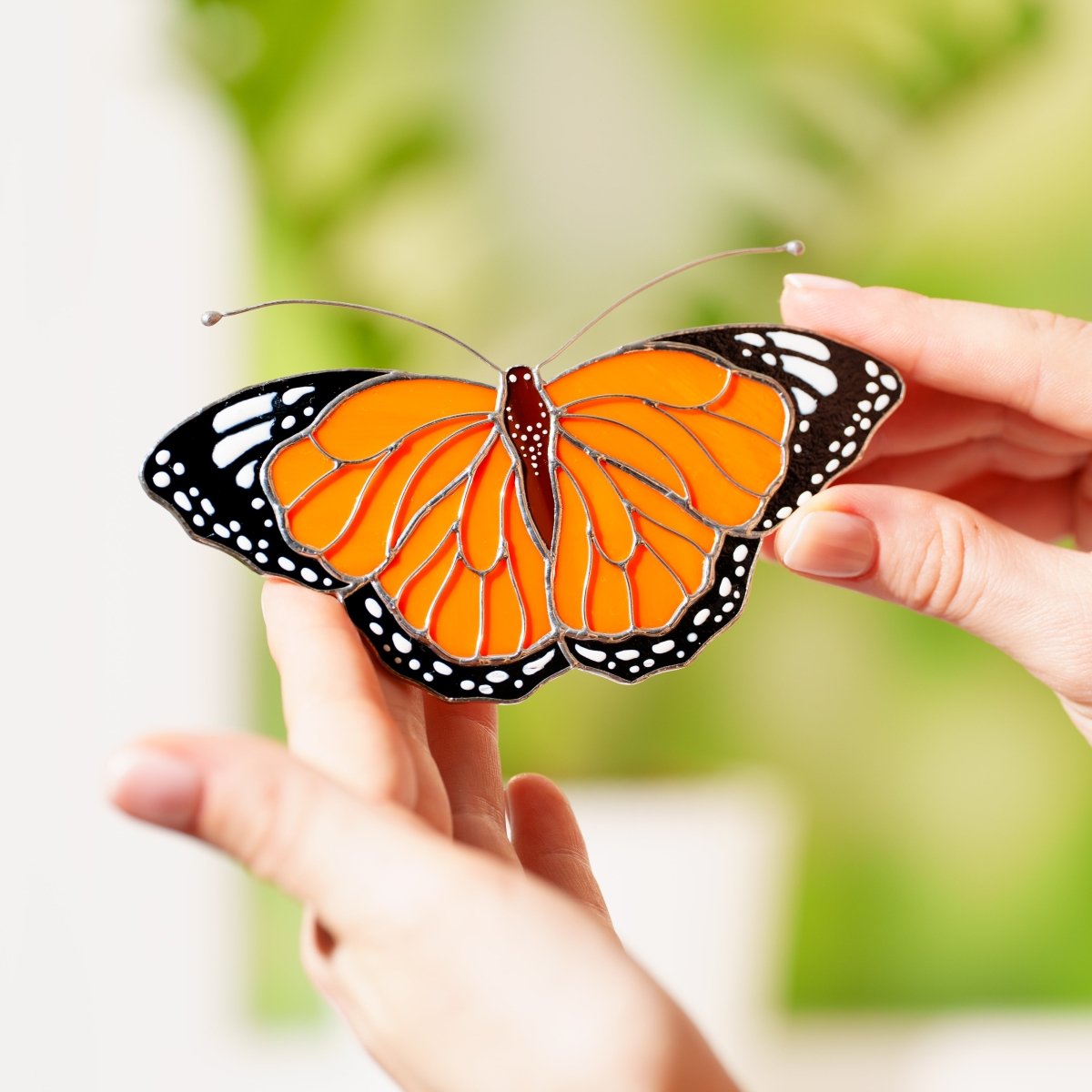 suncatcher butterfly stained_glass Monarch Butterfly Stained Glass Clip – Unique Gift for Plant Lovers, Home & Window Decor✨