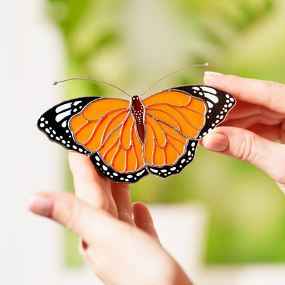 suncatcher butterfly stained_glass Monarch Butterfly Stained Glass Clip – Unique Gift for Plant Lovers, Home & Window Decor✨