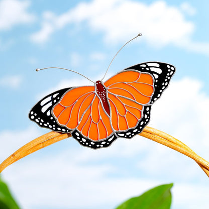 suncatcher butterfly stained_glass Monarch Butterfly Stained Glass Clip – Unique Gift for Plant Lovers, Home & Window Decor✨