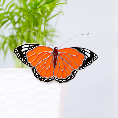 suncatcher butterfly stained_glass Monarch Butterfly Stained Glass Clip – Unique Gift for Plant Lovers, Home & Window Decor✨